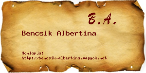 Bencsik Albertina névjegykártya